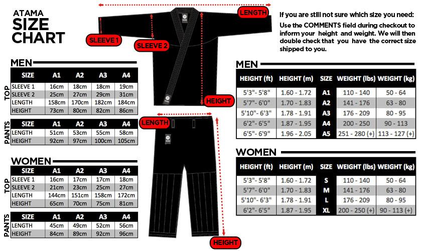 Origin Gi Size Chart