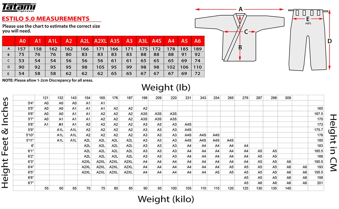 Elite Bjj Gi Size Chart