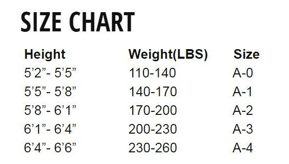 Hypnotik Gi Size Chart