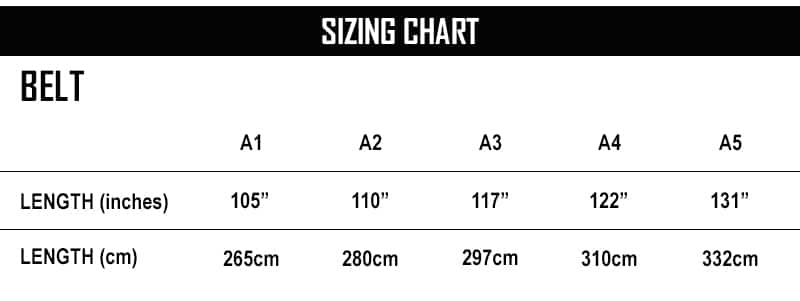 Bjj Belt Size Chart